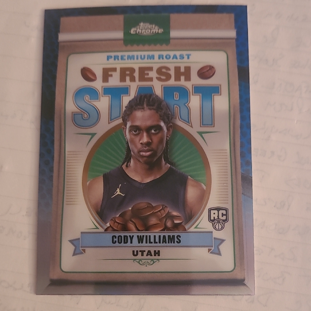 Cody Williams 'Fresh Start' Rookie Basketball Card Blue Refractor